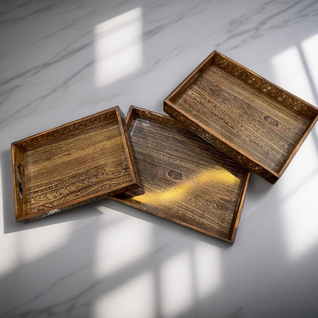 Wooden Tray Set