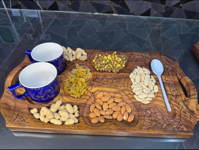 Carved Wooden Dry Fruit Tray