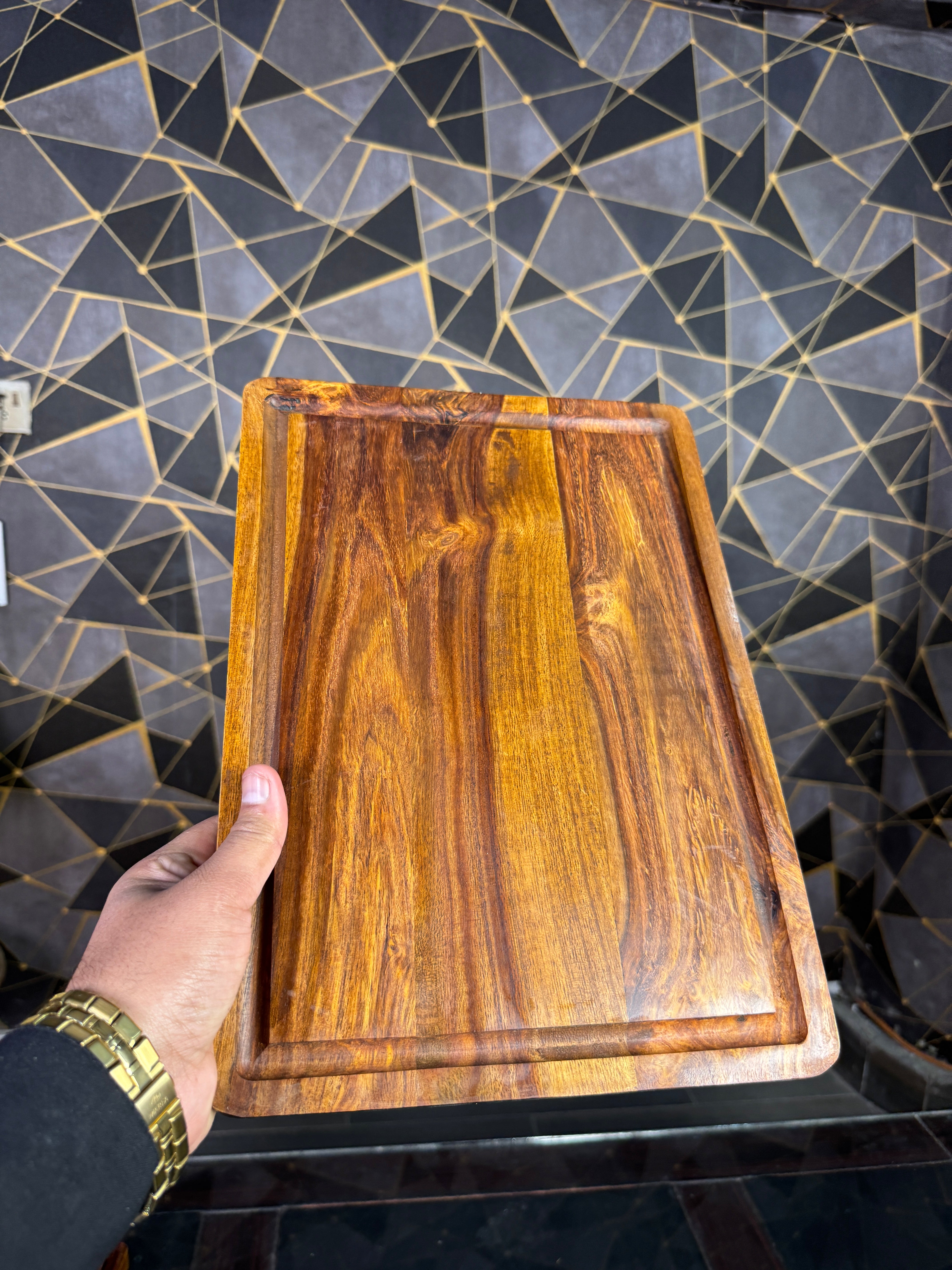 square shape wood platter