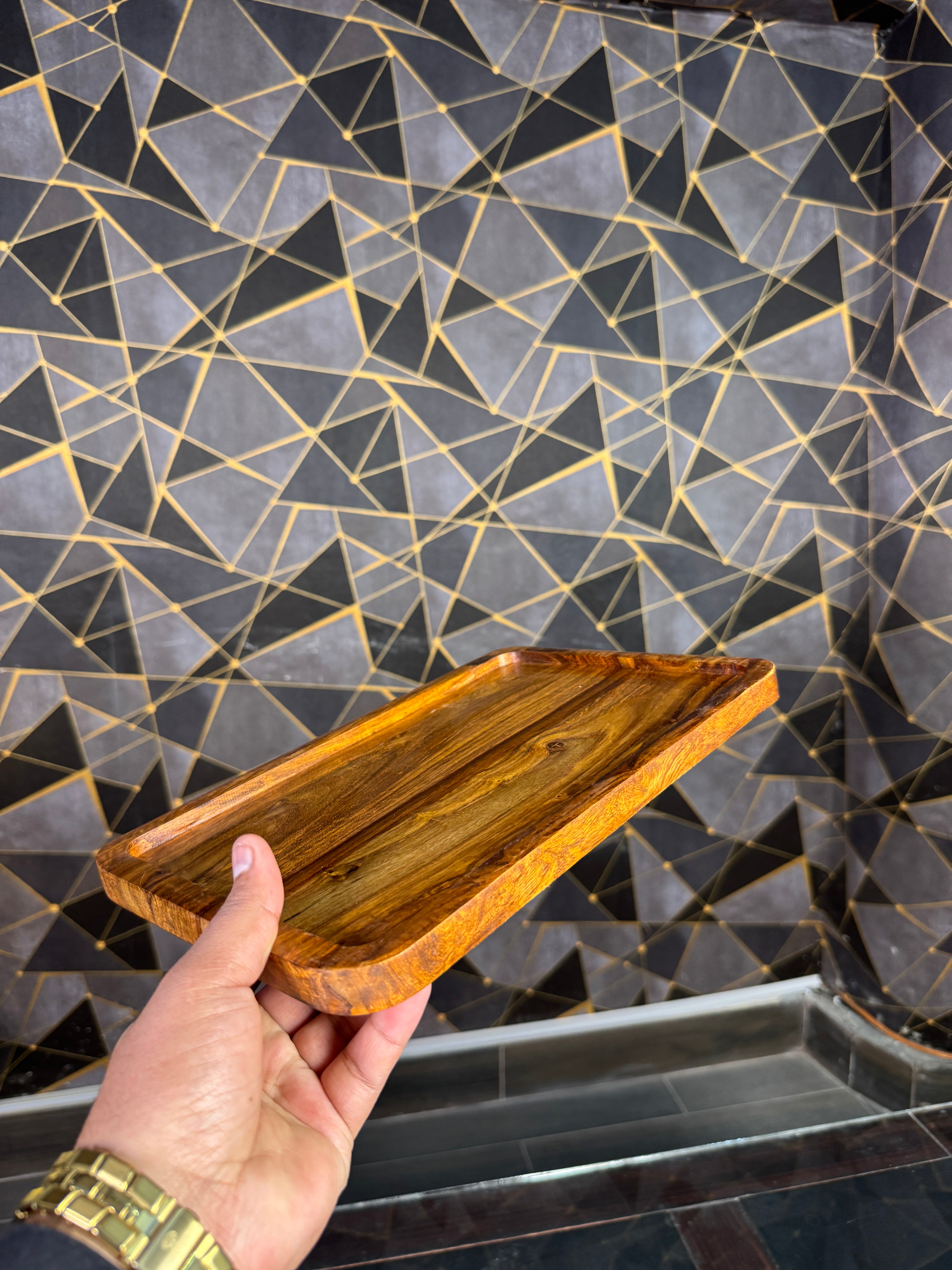 square shape wood platter