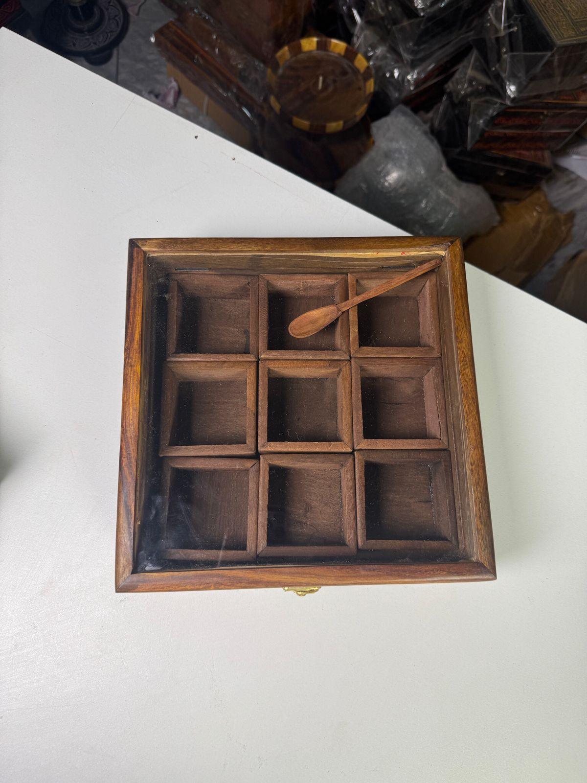 Carved Wooden Spice Box