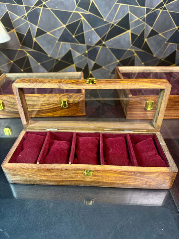 Luxury wooden watch box for men, 5slots,handcrafted and premium quality